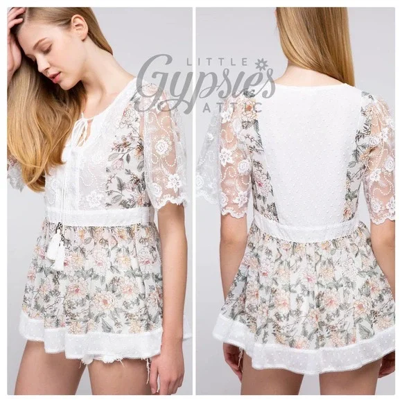 POL Cottagecore Peplum Tunic Top - Picture 3 of 10